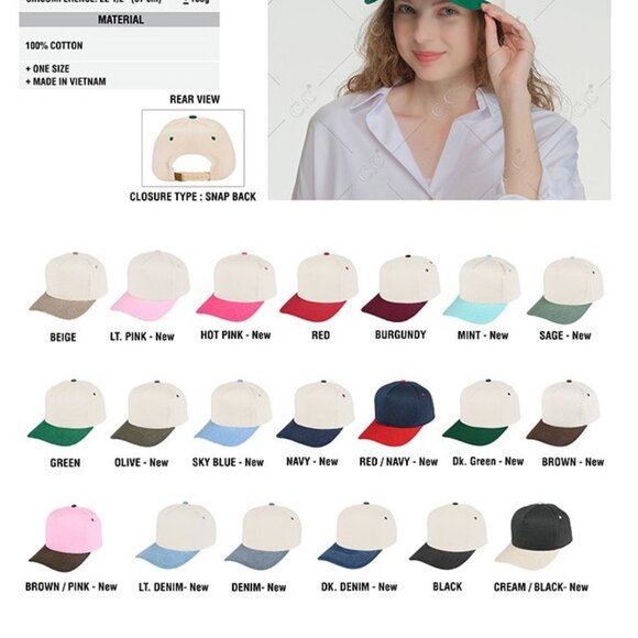 Two Tone Canvas Trucker Hat Baseball Cap - Picture 12 of 16